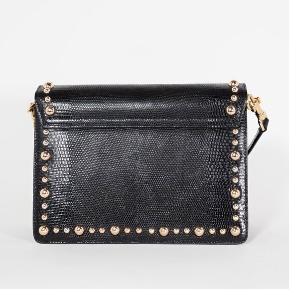 Dolce & Gabbana Black Medium Lucia Shoulder Bag Gold Studded Leather - Picture 5 of 16